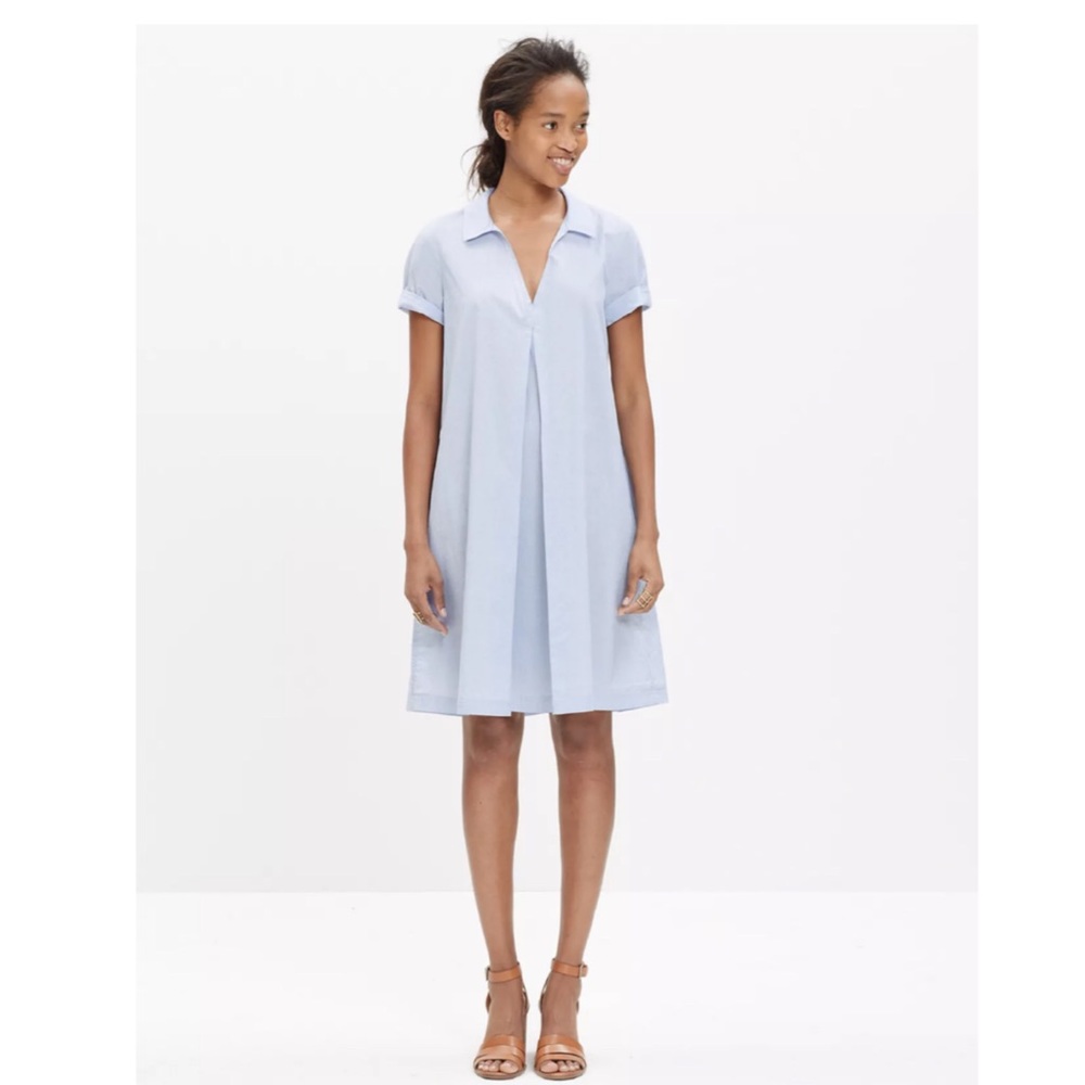 MADEWELL Collared Chambray Swingout Shirtdress, Sz S